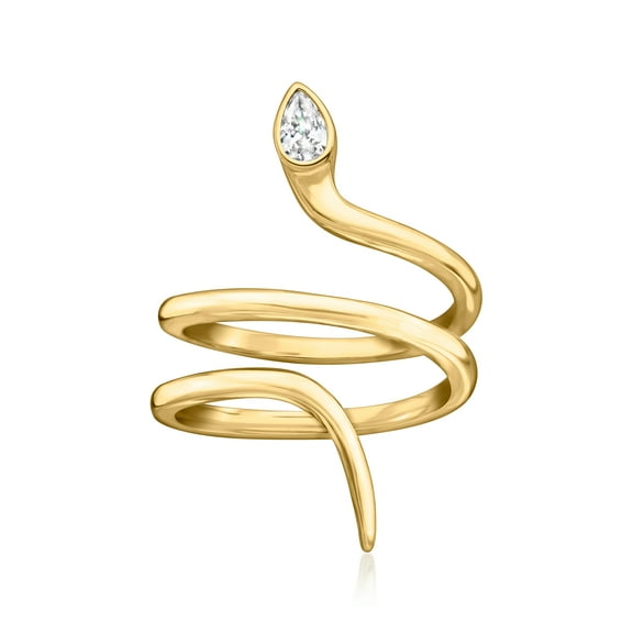 Ross-Simons Italian .20 Carat CZ Snake Ring in 18kt Gold Over Sterling, Women's, Adult