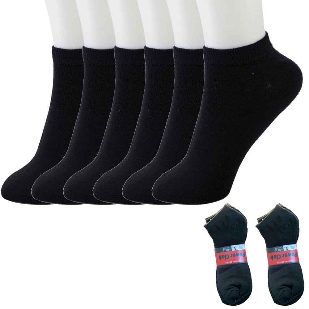 6 Pairs Mens Ankle Quarter Crew Plain Athletic Sports Socks Cotton Size 10-13 