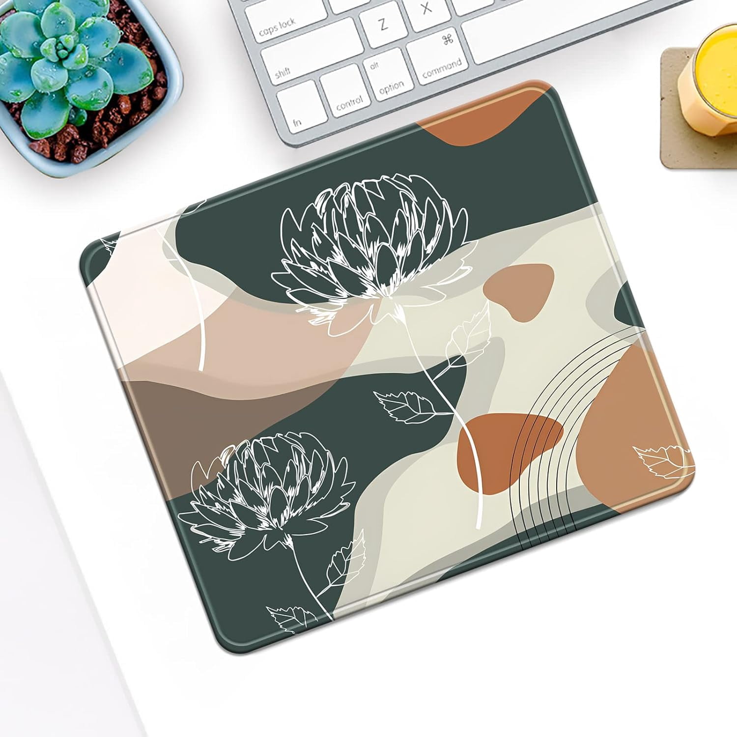 Abstract Art Aesthetic Mouse Pad Small Chic Boho Computer and Laptop Women Desk Mat for Home Office Work and Study,11.4x9.8x0.12inch (A21)
