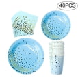 thumbnail image 1 of 40Pcs/Set Disposable Paper Plates Cups Napkins Tableware Kit for Birthday Wedding Party, 1 of 6