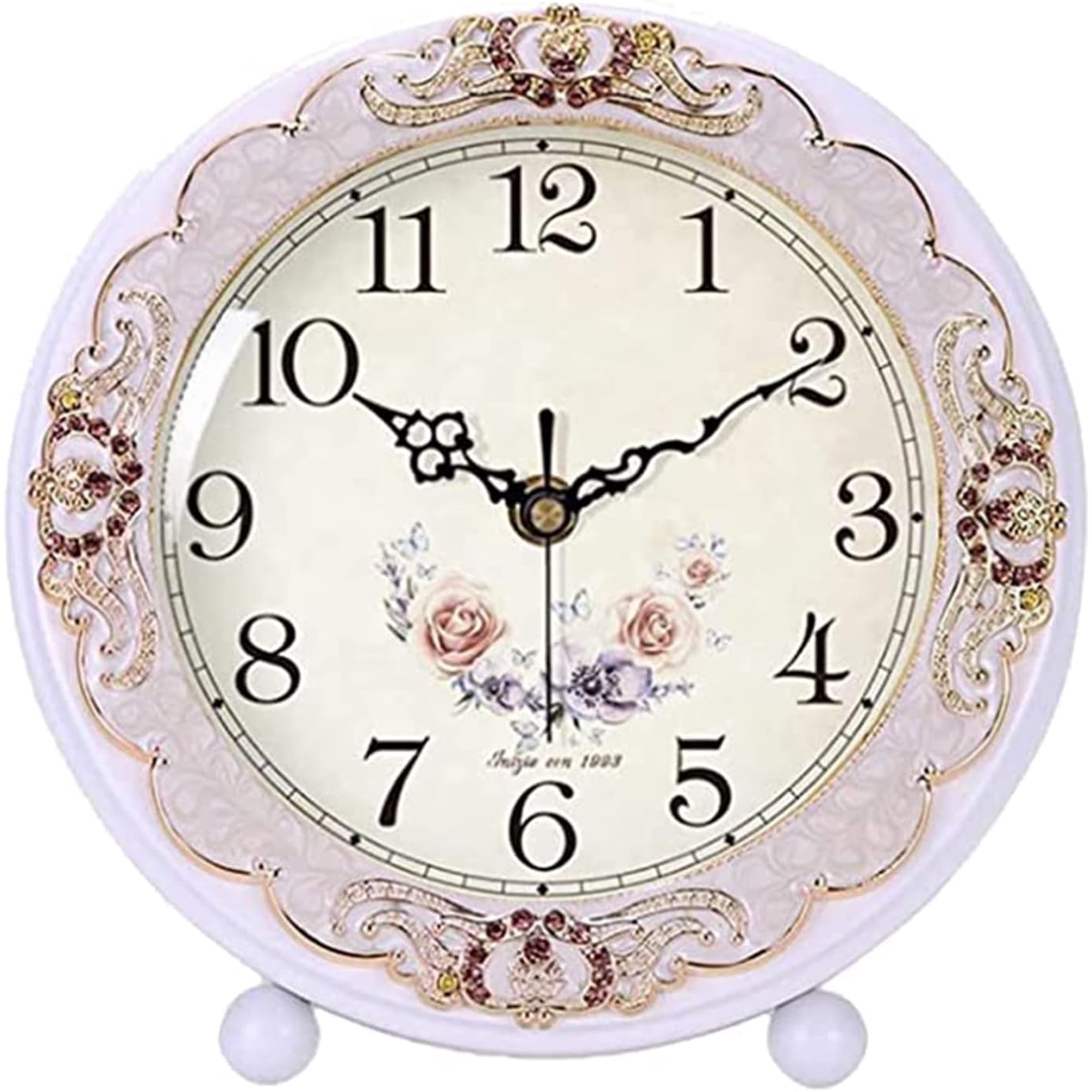 Vintage Wooden Table Clock, Retro Non Ticking European Style Beside Mantle Desk Clock Battery image