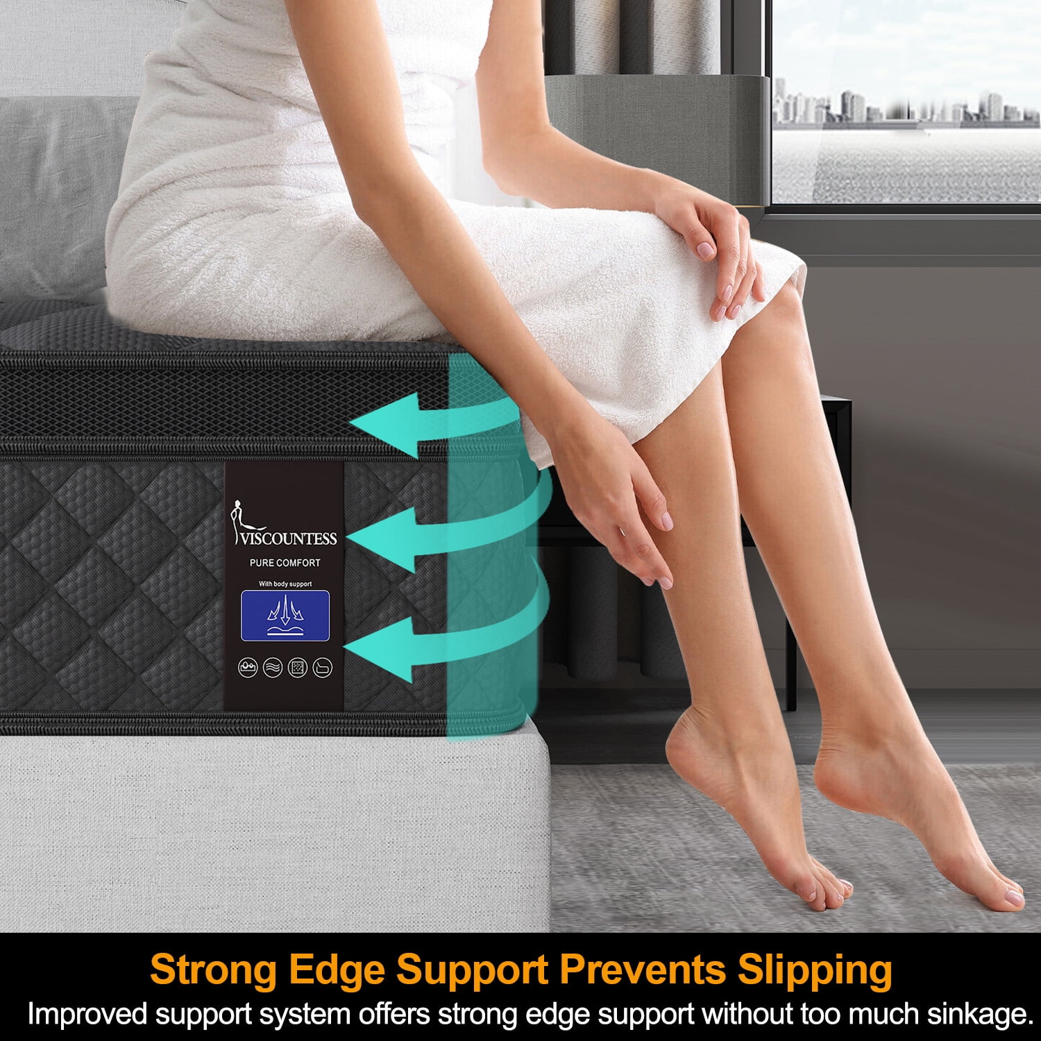 Viscountess King Mattress 10 Inch Hybrid Mattress in a Box Gel Foam Mattress Euro top Individually Wrapped Pocket Coils Innerspring Mattress Pressure Relief