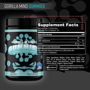 Gorilla Mind Creatine Gummies, 5g Creapure® Creatine Monohydrate, No Added Sugar, Blue Raspberry Flavor, 120 Count