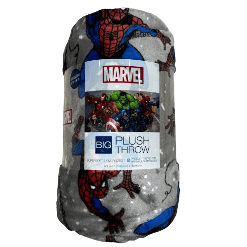 The Big One Oversized Spider-Man Plush Throw Blanket, Gray Spiderman 5ft x 6ft