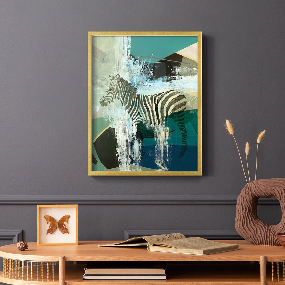 Crossing the Lines Framed Print in Gold Solid Wood Framed Print No Nail Hanging