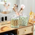 thumbnail image 3 of Yayeee 2 Pack Qtip Holder Bathroom Cotton Swab Canister with Lid Clear Dispenser Set, Green Leafy Pattern, 3 of 6