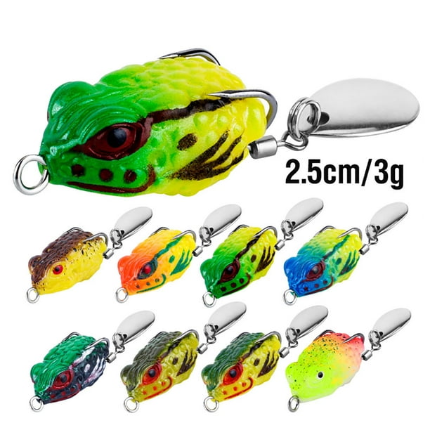 EDTara 2.5cm/3g Mini Frog Fishing Lures With Spoon Double Hooks Artificial  Fake Bait Soft Jump Frog Bait 