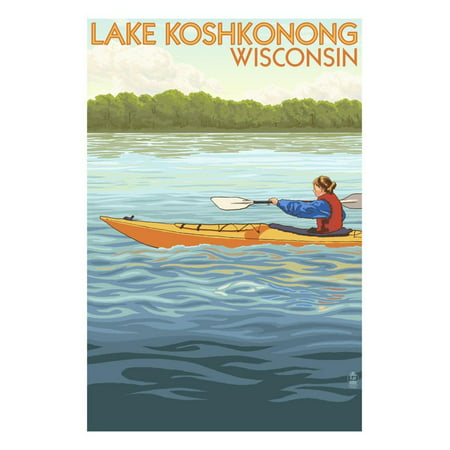 Lake Koshkonong, Wisconsin - Kayak Scene Print Wall Art By Lantern (Best Lakes To Kayak In Wisconsin)