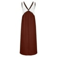 thumbnail image 3 of Womens Summer Satin Dress 2025 Color Block Loose V Neck Contrast Patchwork Flowy Beach Vacation Maxi Dresses, 3 of 7