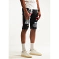 thumbnail image 2 of Embellish NYC Men's Rip & Repair Patchwork Distressed Skinny Denim Jean Shorts (30, Black), 2 of 4