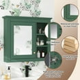 thumbnail image 3 of Gzxs Wall Mounted Storage Medicine Cabinet with Mirror, Hanging Bathroom Wall Cabinet Organizer with 1 Adjustable Interior Shelf and 3 Open Compartments, 30 x 28 Inch, Green, 3 of 9