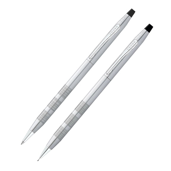 Cross Classic Century Refillable Medium Ballpoint Pen and 0.5mm Pencil Set, Includes Premium Gift Box - Satin Chrome