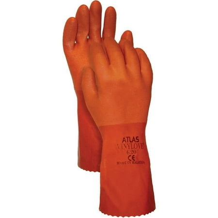 Showa Atlas 62Xl-1.Rt X-Large Orange Pvc Seamless Cotton Gloves
