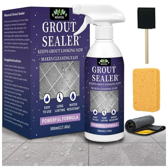 Meuvcol Grout Sealer,17.6 OZ Waterproof Grout Sealer for Shower, Floor Tiles, Kitchen - 100% Safe T