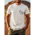 thumbnail image 1 of Cross Print - Men's Front Printed Short-sleeved T-shirt - Comfortable & Breathable Casual Tops, 1 of 4