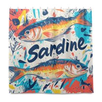 Yayeee Shower Curtain with Hooks 72"x72" Waterproof Fabric Bathroom Hanging Decor, Yellow Sardines Pattern