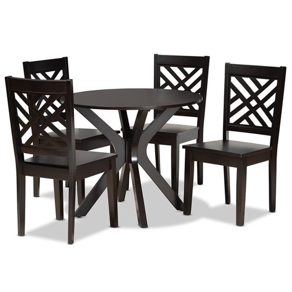 Bowery Hill Dark Brown Finished Wood 5-Piece Dining Set