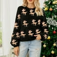 thumbnail image 2 of BOOMNY Christmas Womens Sweater Long Sleeve Sweaters for Women Xmas Deer Embroidery Crewneck Knit Pullover Trendy Tops 2025 Fall Winter Knitwear, 2 of 5