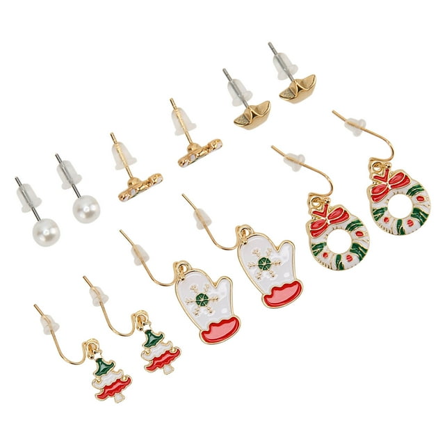 Christmas Tree Earrings, Lightweight Beautiful 6 Pair Fashionable Christmas Earrings Practical For Party
