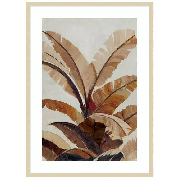 Amanti Art Umber Banana Leaf Wood Framed Wall Art Print