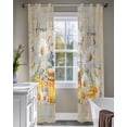 thumbnail image 4 of Daisy Spring Floral Sheer Curtains 63 Inch Length 2 Panels Set for Living Room/Bedroom, Farmhouse Botanical Bees Elegant Kitchen Curtains Grommet Semi-Sheer Curtains Window Treatments 42"x63"x2, 4 of 7