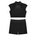 thumbnail image 3 of TiaoBug Kids Girls 2 Piece Dance Outfits Sleeveless Crop Top and Shorts Gymnastic Set Black 14, 3 of 6