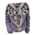 thumbnail image 4 of iHPH7 Fair Isle Sweater Women Travel Cardigan Womens Fall Jackets Sweater Jacket for Women Button Up Cardigans for Women Fall Clothes Women's Outerwear Purple L, 4 of 4