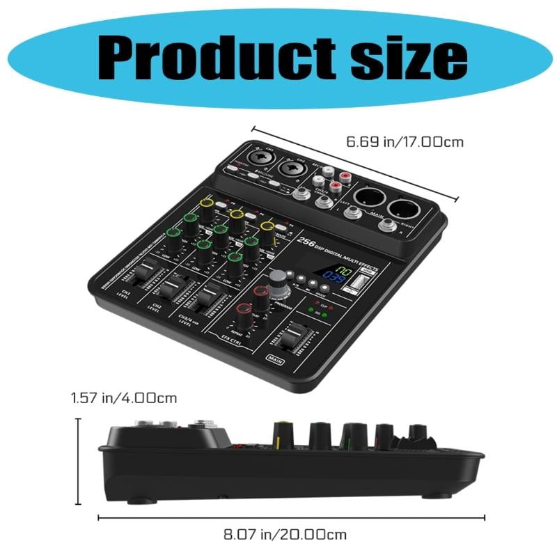 lanema Metal Body Mixing Board Audios Mixer 4Input Channel Support Instrument Mics For Stage Event And Homes Studios Use