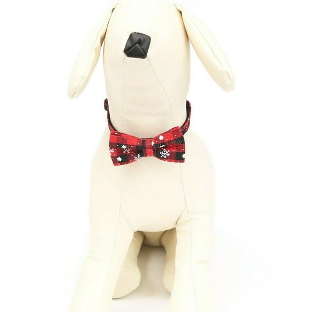 Collier Chat Chien Réglable Noël Flocon de Neige Rouge Vert Noeud Cou Sangle