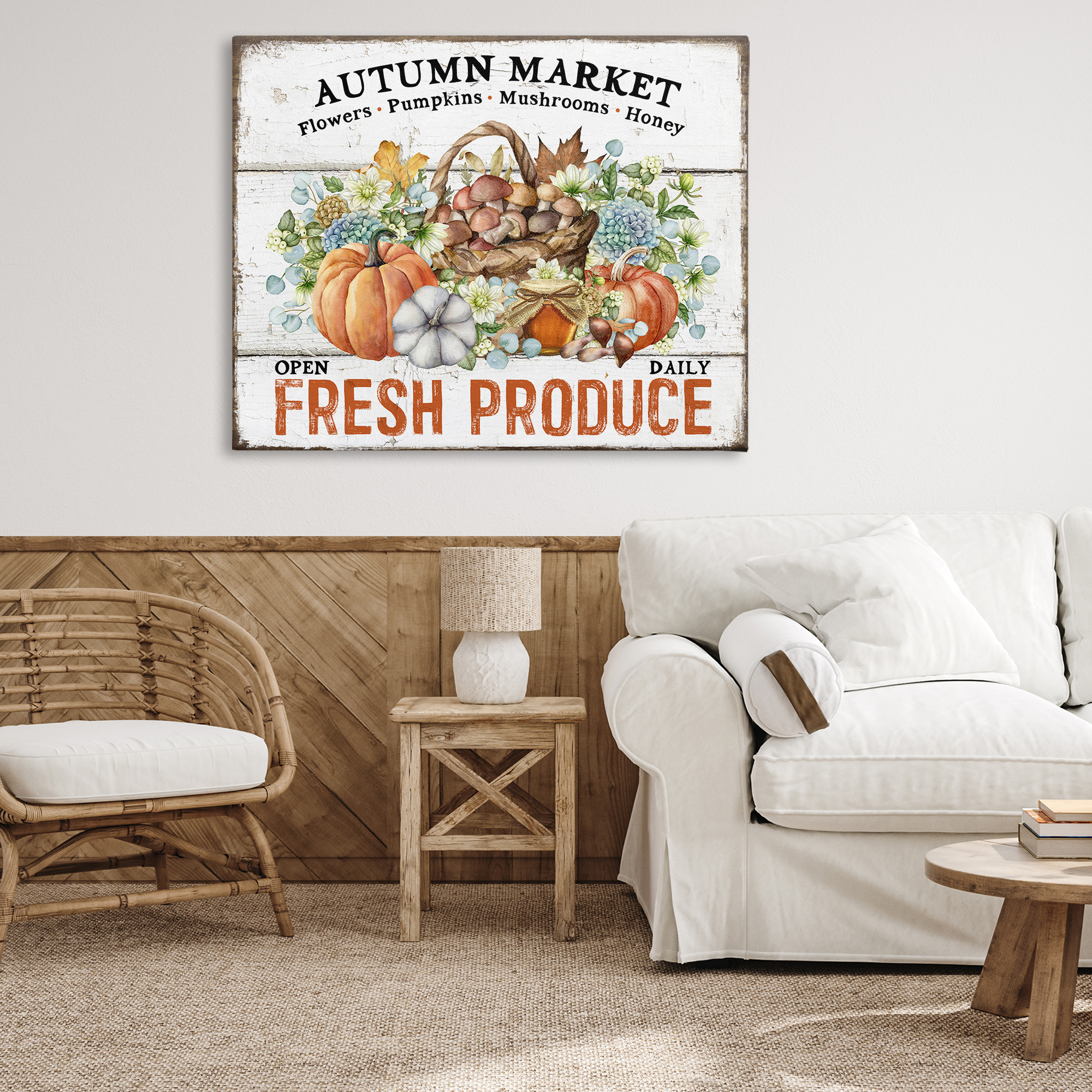 Stupell Industries Fresh Fall Produce Holiday Painting Gallery Wrapped Canvas Art Prints Wall Art, 48 x 36