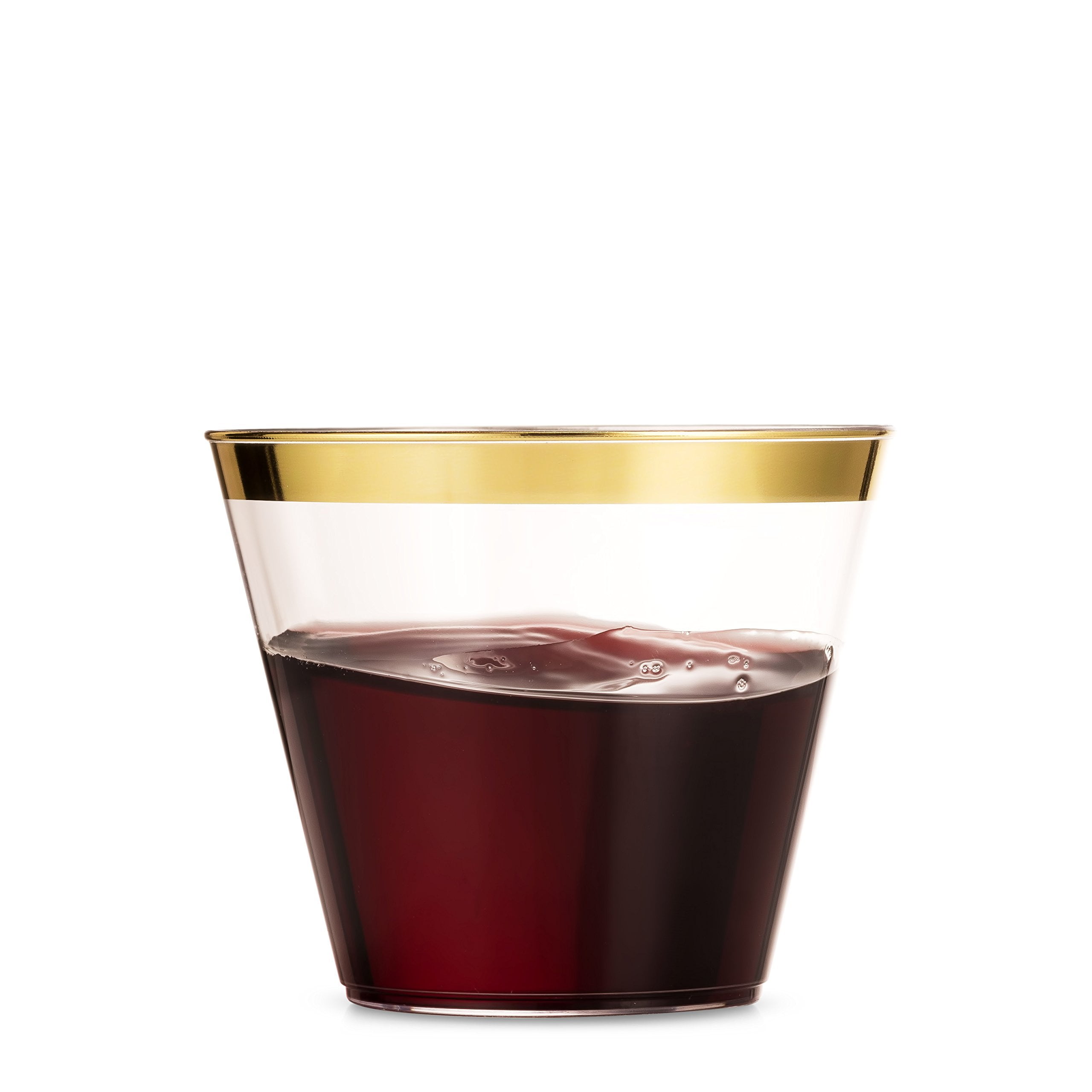Details about / 100 Gold Plastic Cups 12 Oz Clear Plastic Cups Gold Rimmed Cups Fancy Disposable