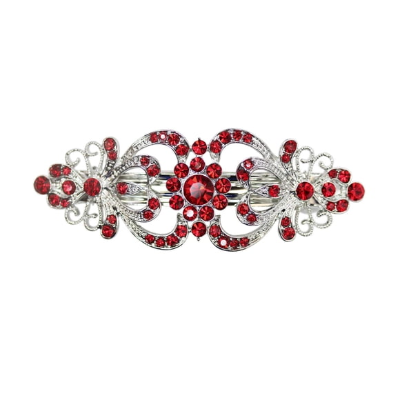 Preciosos corazones de cristal rojo de Faship y pasador de pelo floral