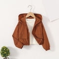 thumbnail image 6 of Xyant Girls Zip Up Cropped Windbreaker Jacket Hooded Cargo Lightweight Outerwear (Coffee,5-6 Years), 6 of 6