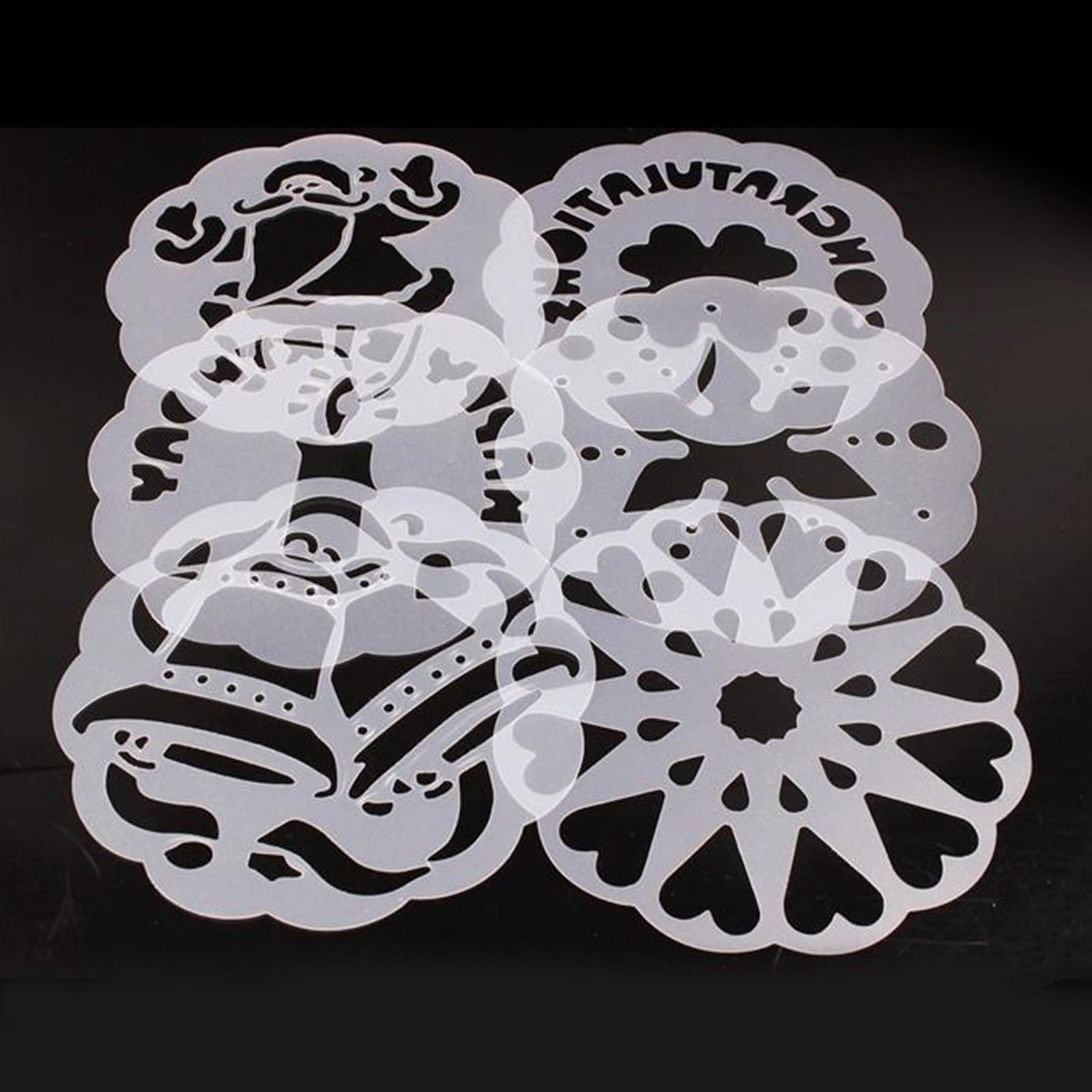 Details about   6x Round Flower Heart Cake Stencils Fondant Mold Baking Decoration Tool 