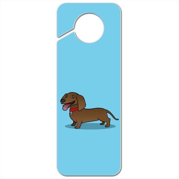 Dachshund Wiener Dog Cartoon Plastic Door Knob Hanger Sign