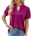 thumbnail image 6 of Easter Shirts for Women Short Sleeve Shirts for Women Plus Size Pack Women's Fashion Casual Solid Color Spring/Summer V Neck Ruffled Stretch Short Sleeved T Shirt Top Womens Tops Dressy Casual Summer, 6 of 6