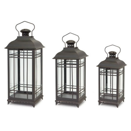 UPC 762152868197 product image for Set of 3 Rustic Black Coffee Mission-Style Decorative Glass Pillar Candle Lanter | upcitemdb.com