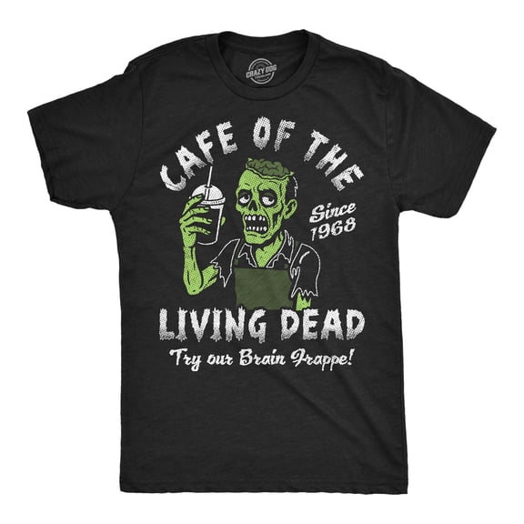 Mens Funny T Shirts Cafe Of The Living Dead Zombie Tee For Men Graphic Tees