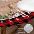 thumbnail image 3 of Christmas Round Tablecloth, Fitted Table Cover with Elastic for 45"-54" Round Tables, Xmas Tree Snowman Snowflake Red Plaid Table Cloth Outdoor Indoor Dinning Party Waterproof Tablecloths, 3 of 7