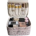 thumbnail image 4 of Bolsa de maquillaje MKPCW grande de doble capa con bolsa para brochas y separador, 4 of 6