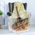 thumbnail image 4 of Eiffel Tower Soft Flannel Fleece Blanket, Pastel Watercolor Style Print Vintage Eiffel Tower Skyline Parisian Theme Art, Cozy Plush for Indoor and Outdoor Use, 60" x 80", Brown Beige, by Ambesonne, 4 of 5