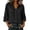 *Black, variant on Women's Cotton-Linen Button Down Blouse , Ladies' 3/4 Sleeve Collared Top , Casual Summer Shirts For Women,Black,S-2XL
