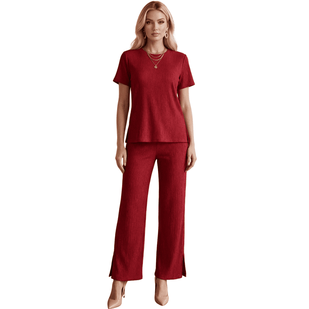 Conjunto 2 Piezas Casual Chic para Mujer, Blusa de Manga Corta y Pantalón Cómodo, Estilo Elegante y Sofisticado para Mujer