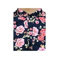 thumbnail image 3 of INSPIRE CHIC Men's Shirts Short Sleeve Floral Print Button Up Point Collar Hawaiian Shirt 46 Navy Blue Pink Floral Print, 3 of 4