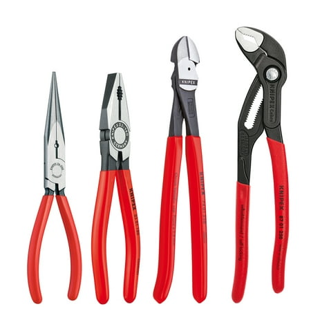 UPC: 0843221020538 | KNIPEX Tools 9K 00 80 94 US Cobra Combination Cutter and Needle Nose Pliers Set (4 Piece)