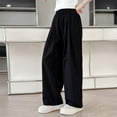 thumbnail image 7 of HAOTAGS Pants for Girls, Casual Lightweight Loose Waist Straight-leg Summer Pants Black 12 Years, 7 of 7