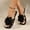 Black, variant on Women's Square Toe Open Toe Decorated Sandals, Wide Width Breathable Lightweight Casual Beach Summer Slides White 36