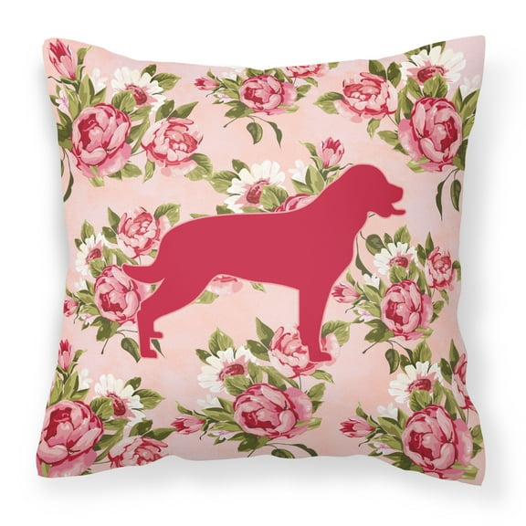 Carolines Treasures Labrador Shabby Chic Pink Roses Fabric Decorative Pillow 14Hx14W multicolor