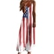 thumbnail image 1 of Vestido largo de playa ajustado con estampado de rayas sin mangas con cuello en V y cintura media a la moda para mujer del Día de la Independencia Pompotops  ghjkhdj8418, 1 of 5
