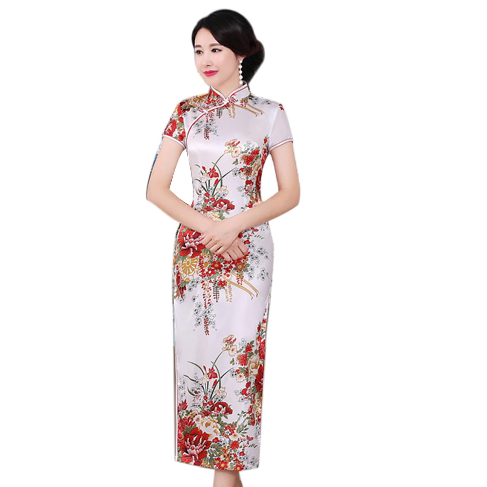 Dress Costume Pencil Cheongsam Stand Collar Chinese Style Women Dress Tight